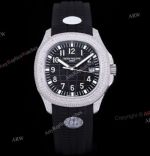 SF Factory Replica Patek Philippe Aquanaut 40mm Black Face Diamond Watch